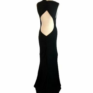 Liberty Love - Open Back Mermaid / Fish Tail Maxi Dress - Black